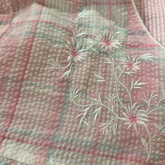 Miss Elaine M Pink Plaid snap front robe - Picture 3 of 9